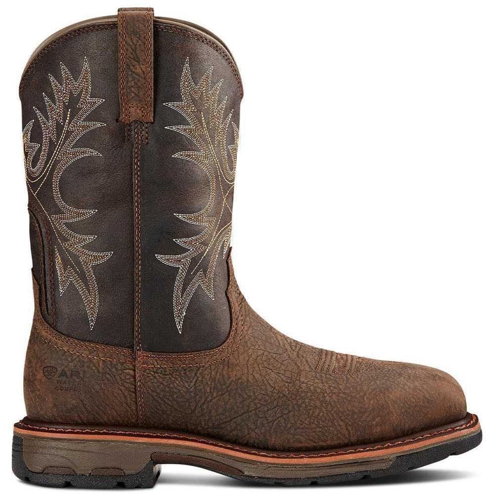 WorkHog Composite-Toe Waterproof Pull-On Square Toe Work Boot Brown