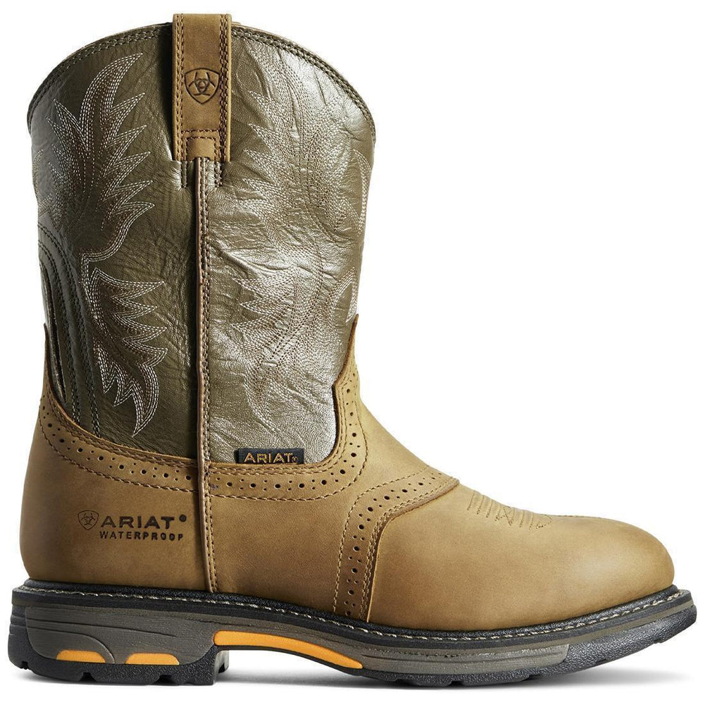 WorkHog Soft-Toe Waterproof Pull On Round Toe Boot Brown