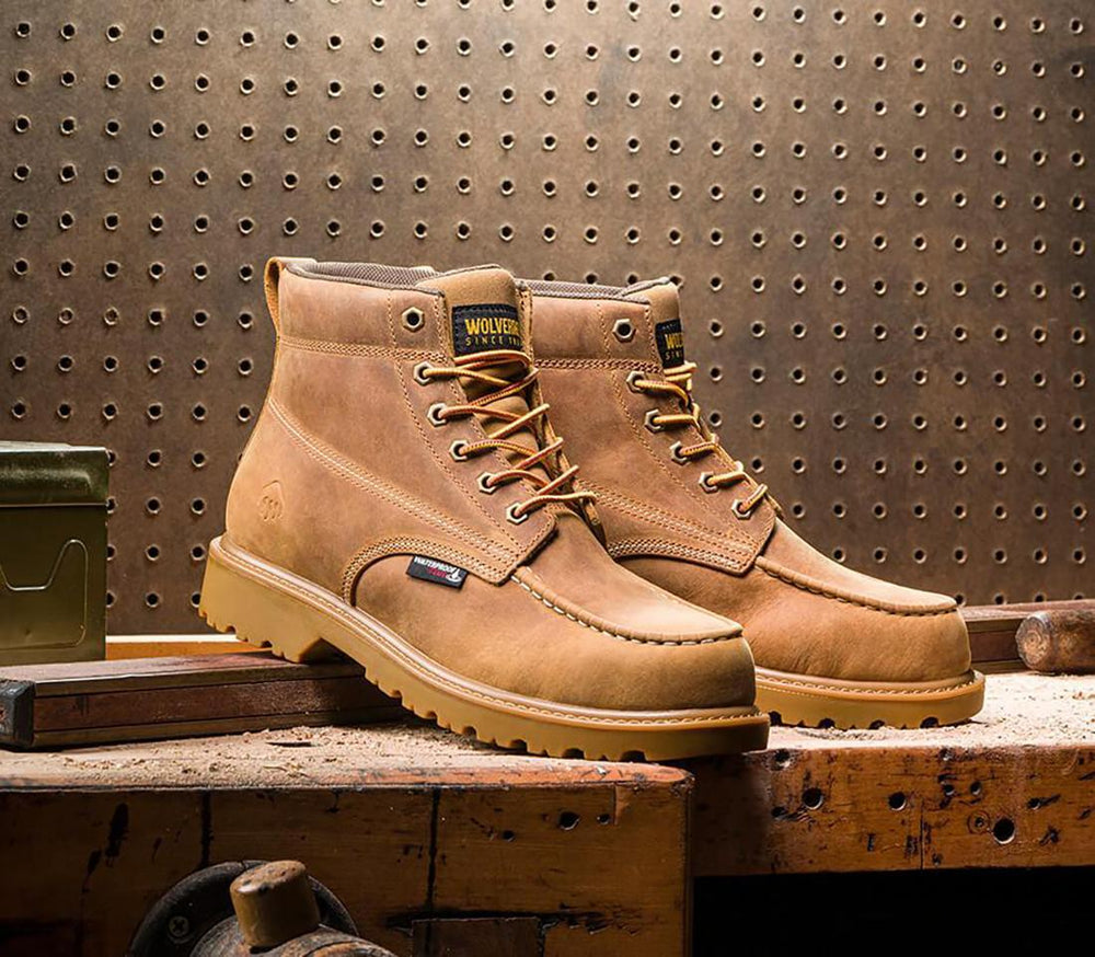 Floorhand Moc-Toe 6" Steel-Toe Waterproof Work Boot Tan