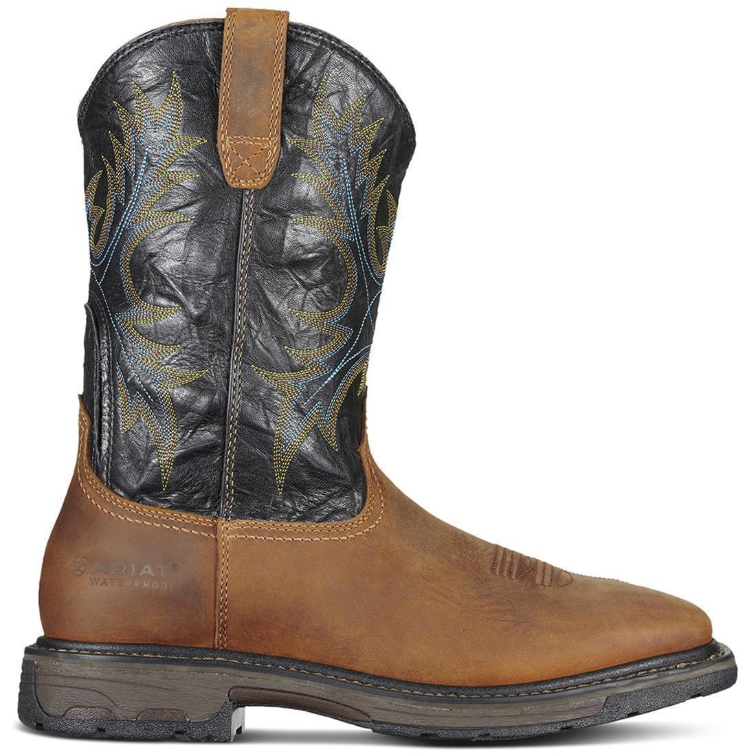 WorkHog Steel-Toe Waterproof Wide Square Toe Work Boot Aged Bark