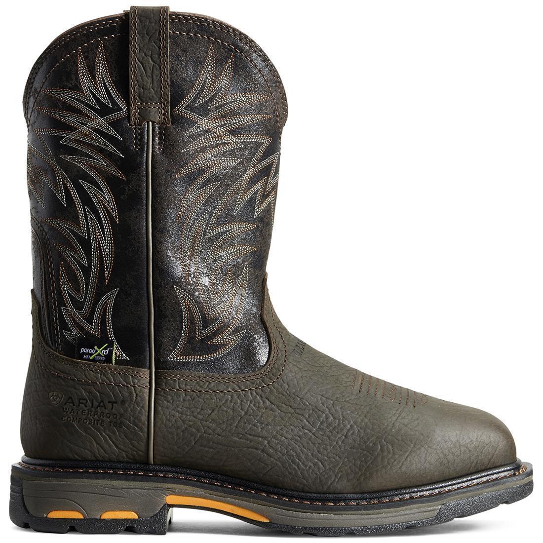 WorkHog Composite-Toe Waterproof MetGuard Wide Square Toe Work Boot Bruin Brown