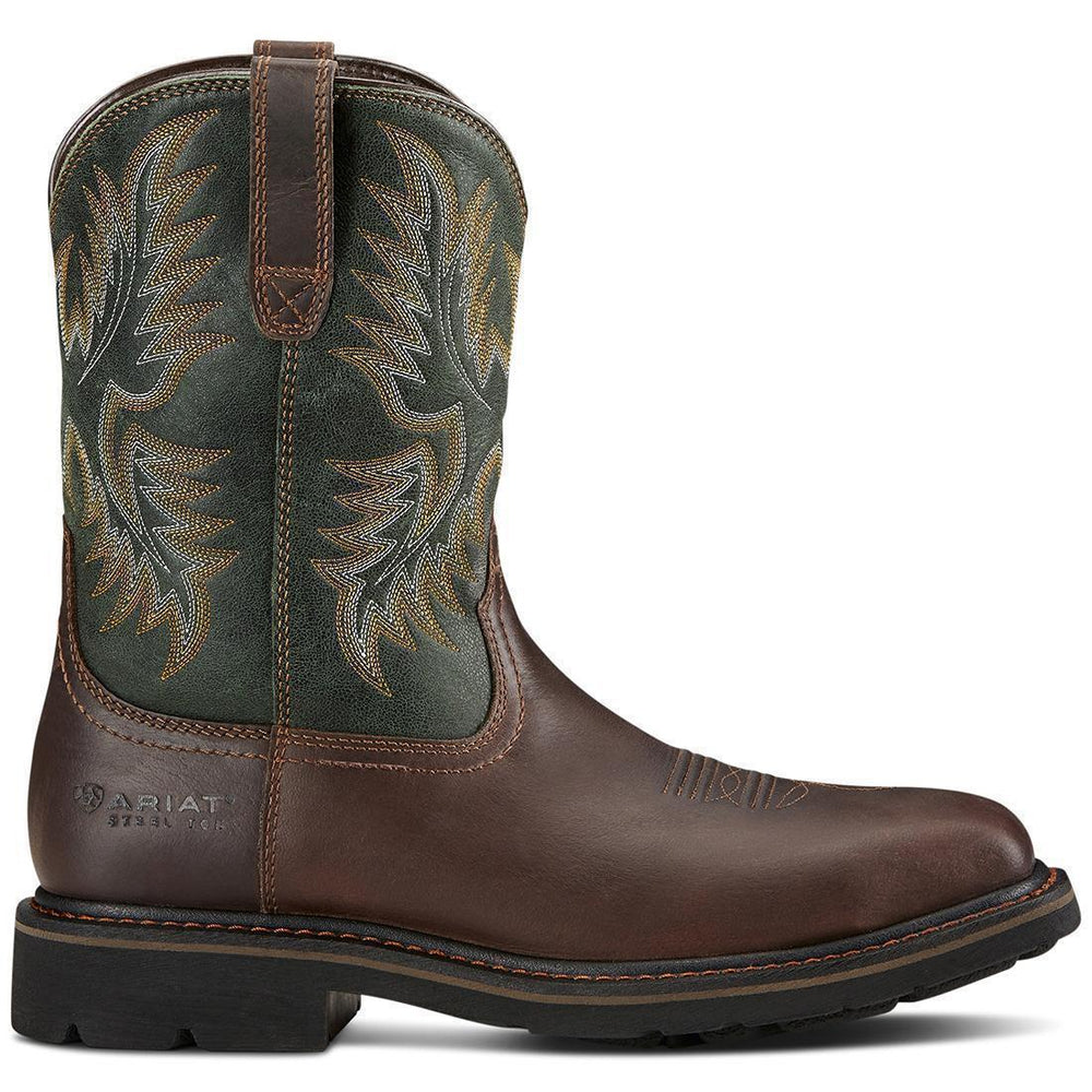 Sierra Steel-Toe Wide Square Toe Work Boot Dark Brown