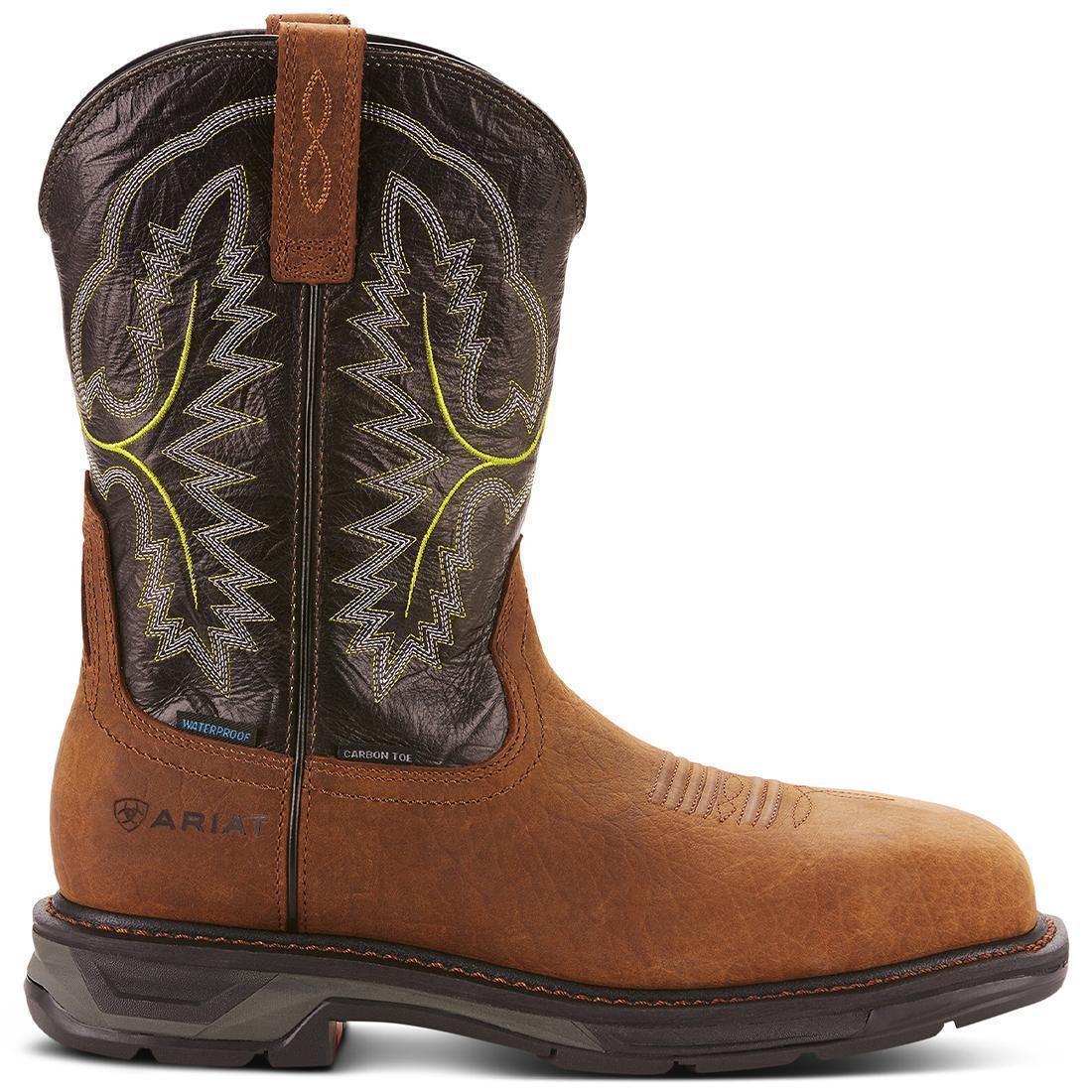 WorkHog XT Wide Square Toe Waterproof Carbon Toe Work Boot Tumbled Bark