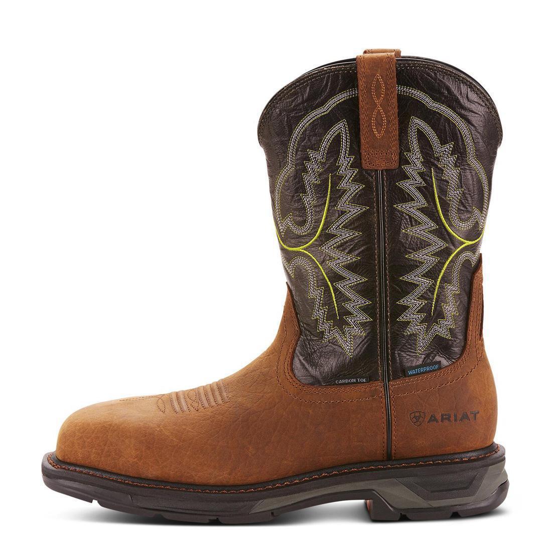 Ariat WorkHog XT Wide Square Toe Waterproof Carbon Toe Work Boot Tumbled Bark Side