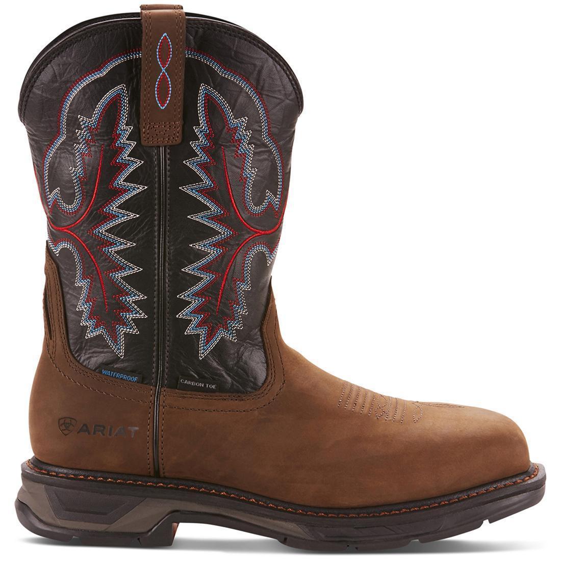 Ariat WorkHog XT Wide Square Toe Waterproof Carbon Toe Work Boot Oily Distressed Brown Side