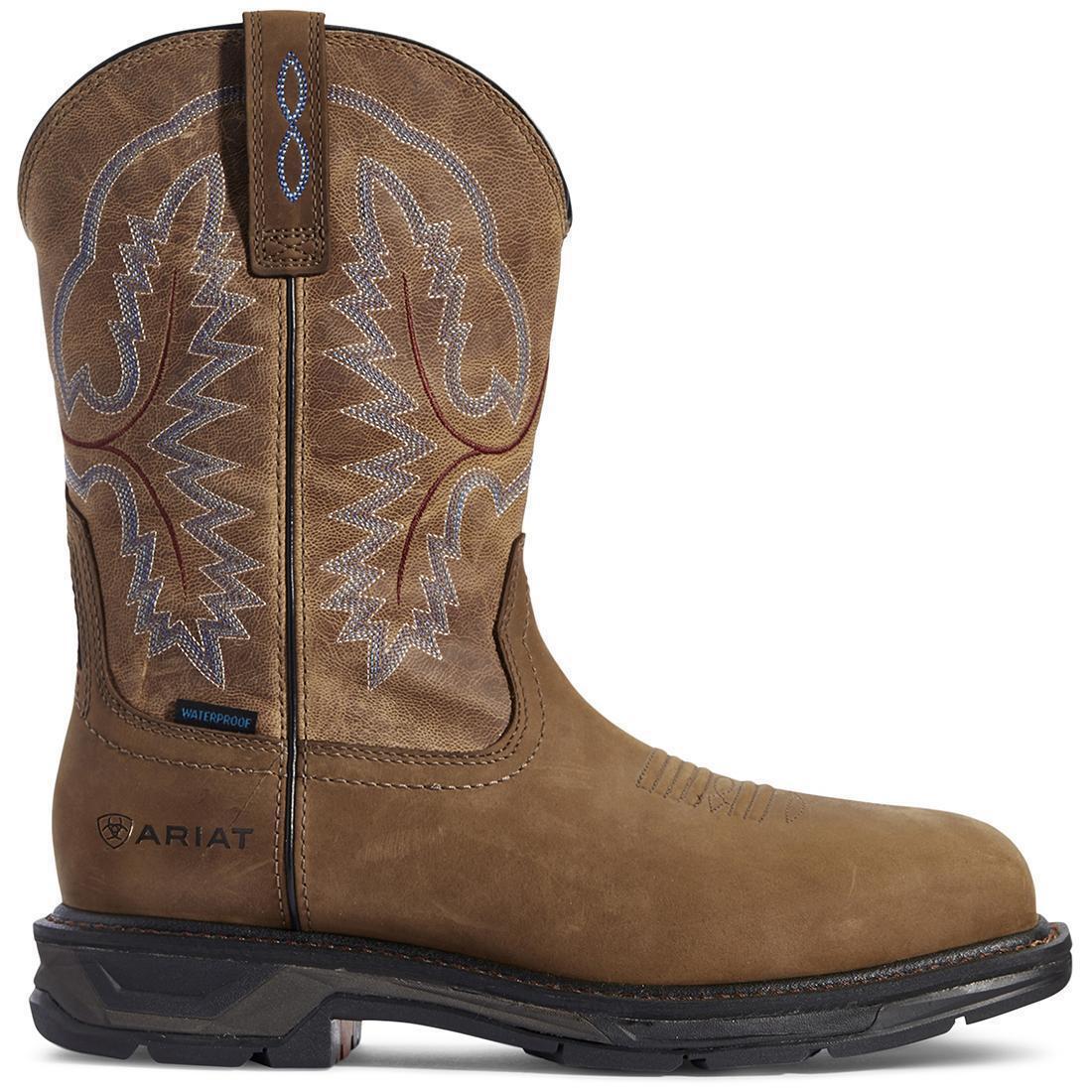 WorkHog XT Wide Square Toe Waterproof Work Boot Distressed Brown