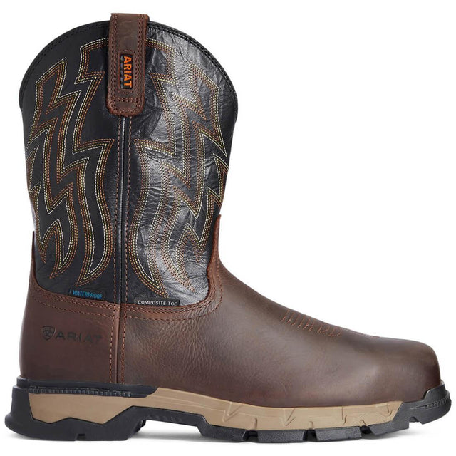 Ariat Rebar Flex Composite-Toe Waterproof Western Work Boot Dark Brown Profile