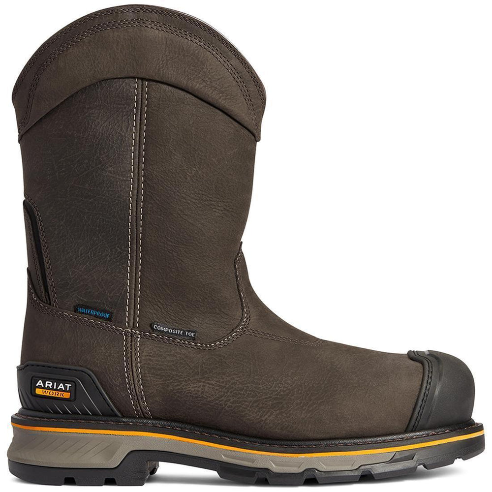 Ariat Stump Jumper Composite-Toe Waterproof Pull-On Work Boot Iron Coffee Profile