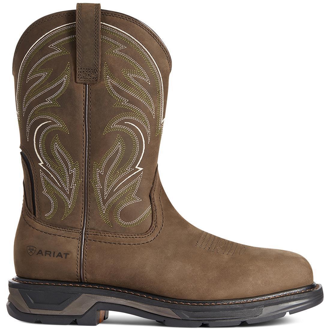 Ariat WorkHog XT Cottonwood Carbon Toe Work Boot Distressed Brown Detail