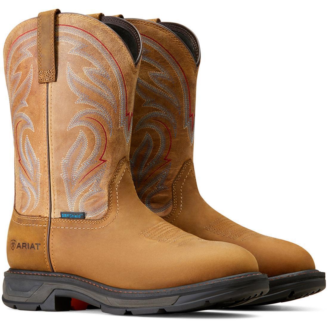 Ariat WorkHog XT Waterproof Work Boot Distressed Brown Side