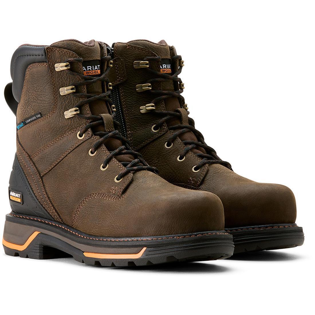 Ariat Big Rig 8 inch Composite-Toe Waterproof Work Boot Iron Coffee Detail