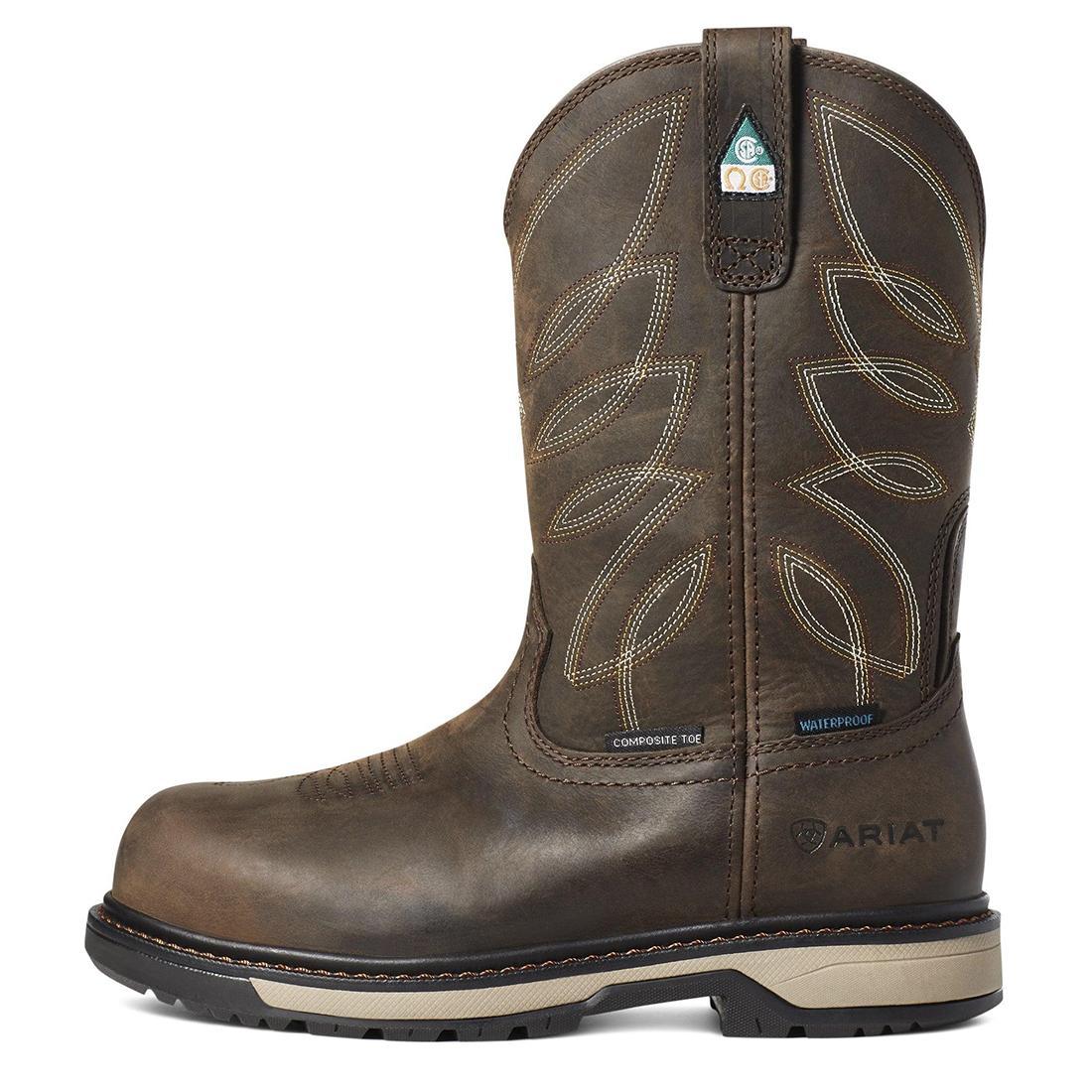 Ariat Riveter Women's CSA Waterproof Composite Toe Work Boot - Brown Side