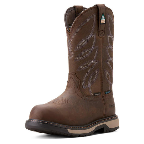 Ariat Riveter Women's CSA Glacier Grip Waterproof 400g Composite Toe Work Boot - Brown Side