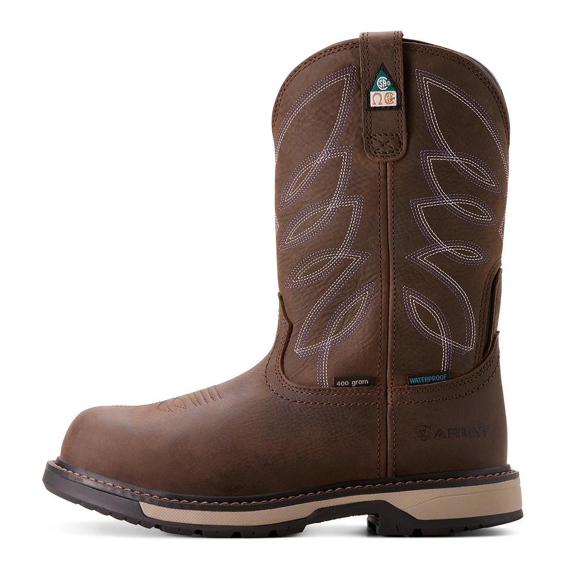Ariat Riveter Women's CSA Glacier Grip Waterproof 400g Composite Toe Work Boot - Brown Detail