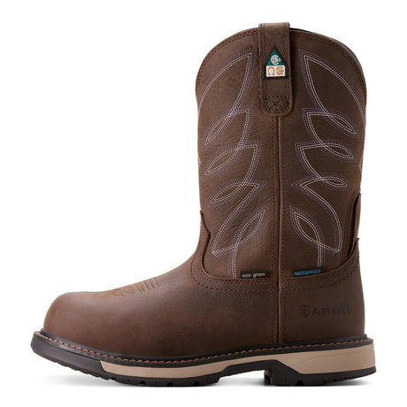Ariat Riveter Women's CSA Glacier Grip Waterproof 400g Composite Toe Work Boot - Brown Detail
