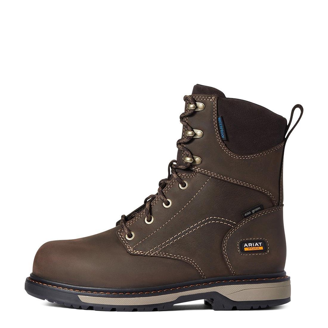 Ariat Riveter 8" Women's CSA Glacier Grip Waterproof 400g Composite Toe Work Boot - Brown Side