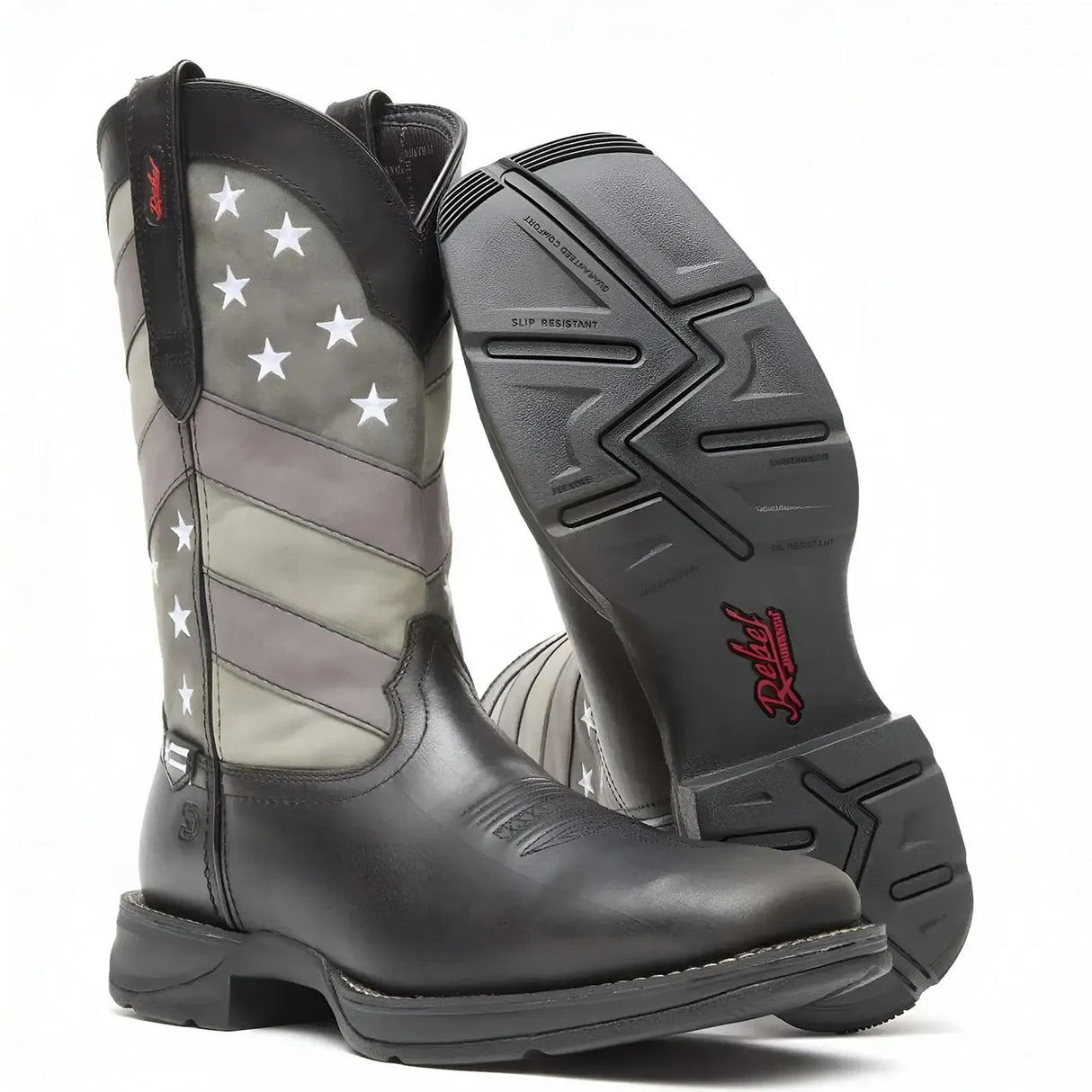 Durango Rebel Faded Black Flag Western Boot Sole