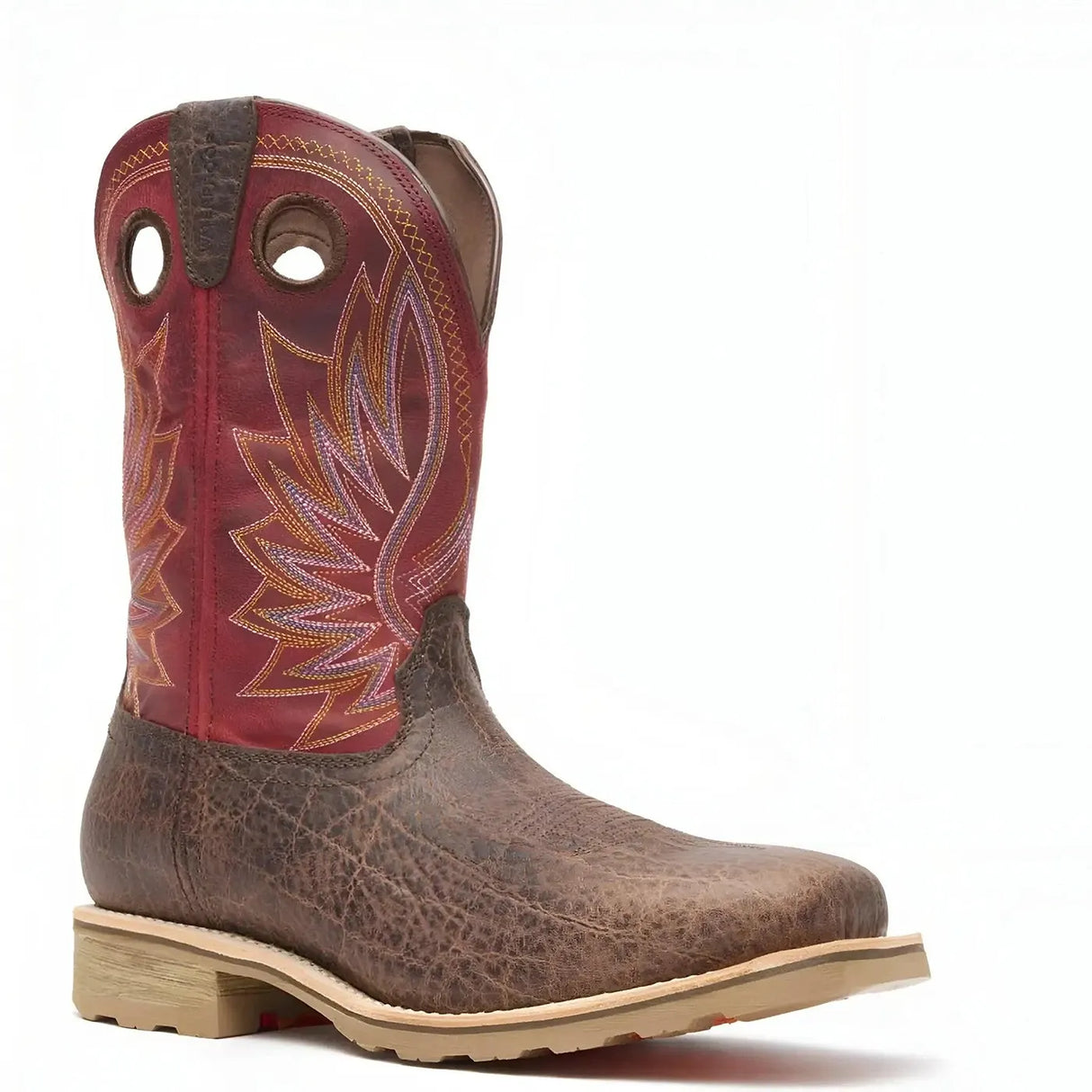 Durango Maverick Pro Steel Toe Waterproof Western Work Boot Safari Elephant And Crimson Sole