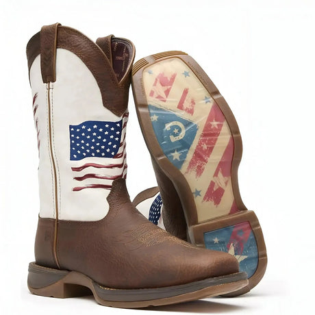 Durango Rebel Distressed Flag Embroidery Western Boot Sole