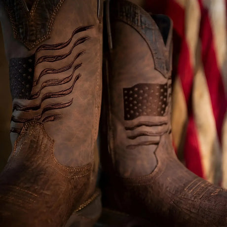 Durango Rebel Brown Distressed Flag Embroidery Western Boot Inner