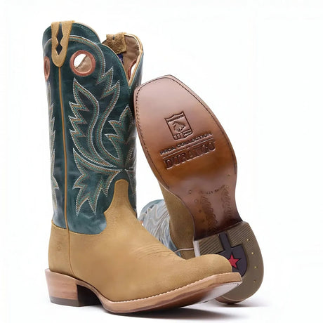 Durango PRCA Roughout Western Boot Goldenrod And Deep Teal Inner