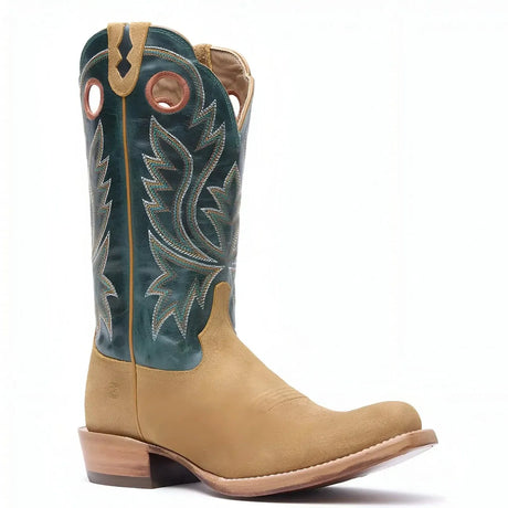 Durango PRCA Roughout Western Boot Goldenrod And Deep Teal Sole
