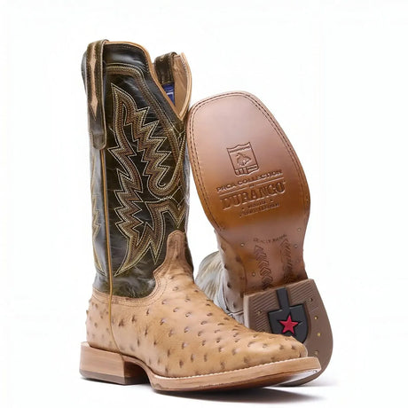 Durango PRCA Collection Full-Quill Ostrich Western Boot Antiqued Saddle Inner