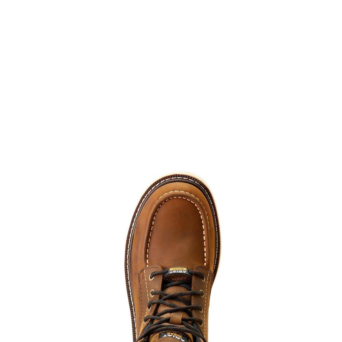 Ariat Rebar Lift 6 inch Soft-Toe Waterproof Boot Distressed Brown Upper