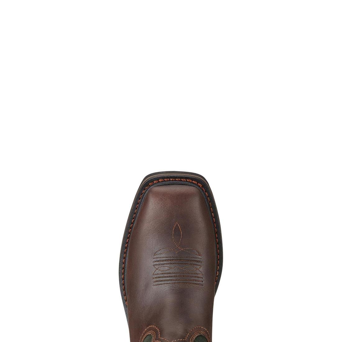 Ariat Sierra Steel-Toe Wide Square Toe Work Boot Dark Brown Upper