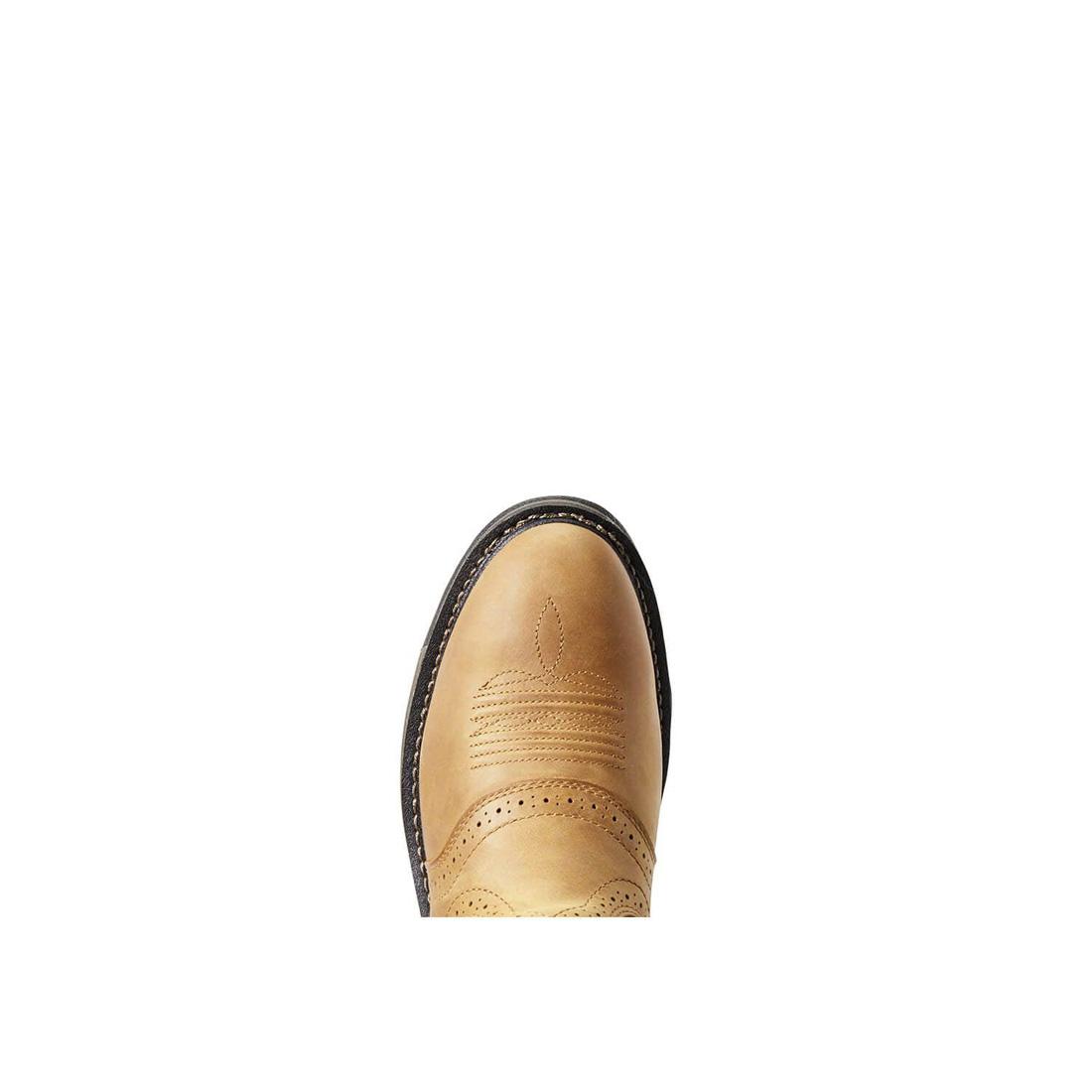 Ariat WorkHog Soft-Toe Waterproof Pull On Round Toe Boot Brown Sole