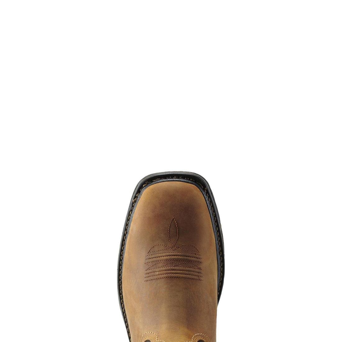 Ariat WorkHog Steel-Toe Waterproof Wide Square Toe Work Boot Aged Bark Upper