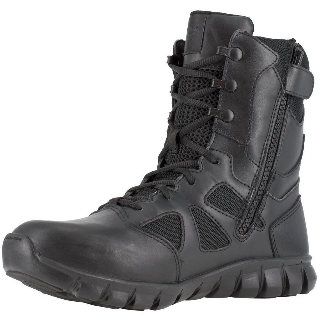Reebok Work-Sublite Cushion Black 8" Tactical Soft Toe Boot with Side Zipper Black-Steel Toes-2