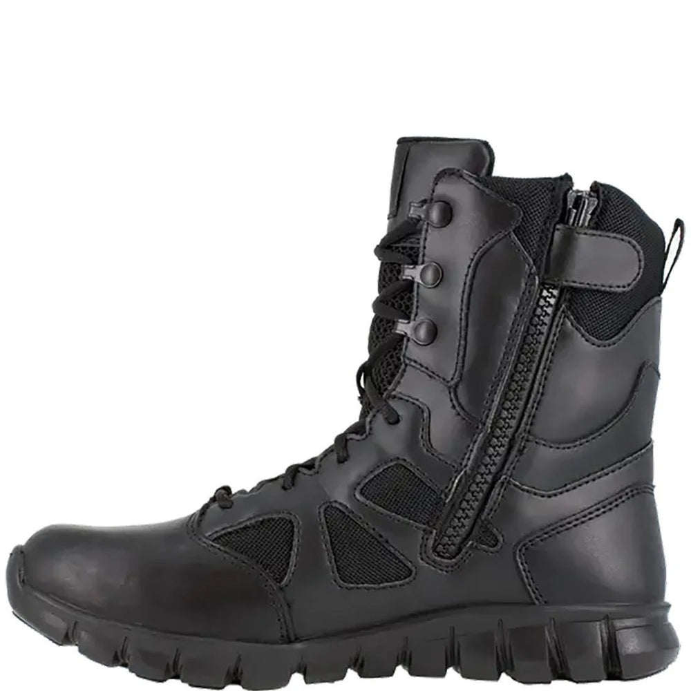 Reebok Work-Sublite Cushion Black 8" Tactical Soft Toe Boot with Side Zipper Black-Steel Toes-3