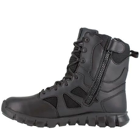 Reebok Work-Sublite Cushion Black 8" Tactical Soft Toe Boot with Side Zipper Black Waterproof-Steel Toes-4