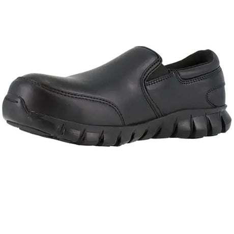 Reebok Work-Sublite Cushion Work Athletic Slip On Composite Toe Black Leather-Steel Toes-3