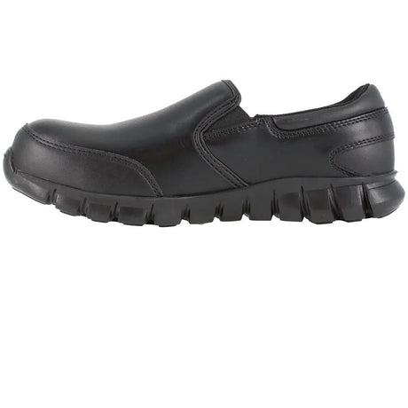 Reebok Work-Sublite Cushion Work Athletic Slip On Composite Toe Black Leather-Steel Toes-5