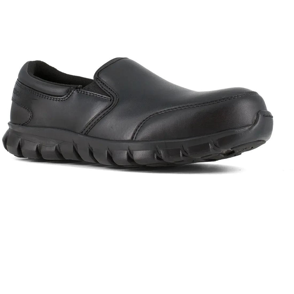 Reebok Work-Women's Sublite Cushion Work Athletic Leather Slip-On Composite Toe Black-Steel Toes-2