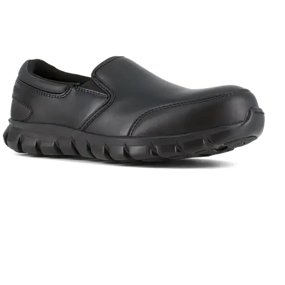 Reebok Work-Women's Sublite Cushion Work Athletic Leather Slip-On Composite Toe Black-Steel Toes-5