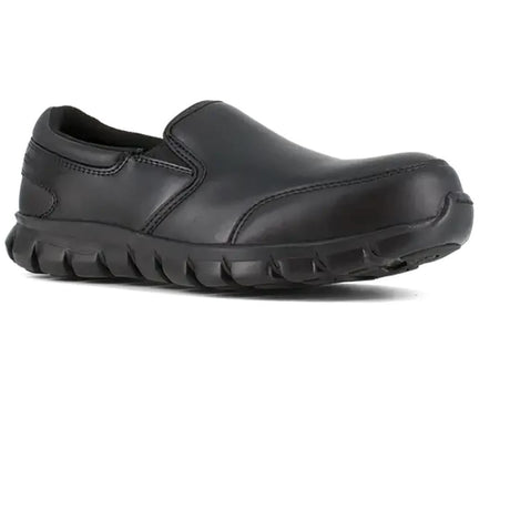 Reebok Work-Women's Sublite Cushion Work Athletic Leather Slip-On Composite Toe Black-Steel Toes-5
