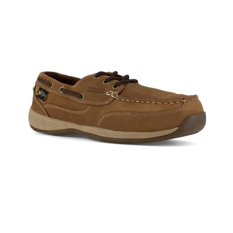Rockport Works Sailing Club Steel-Toe Int Metgaurd Slip On Work Shoe Brown RK6734 Sole Image
