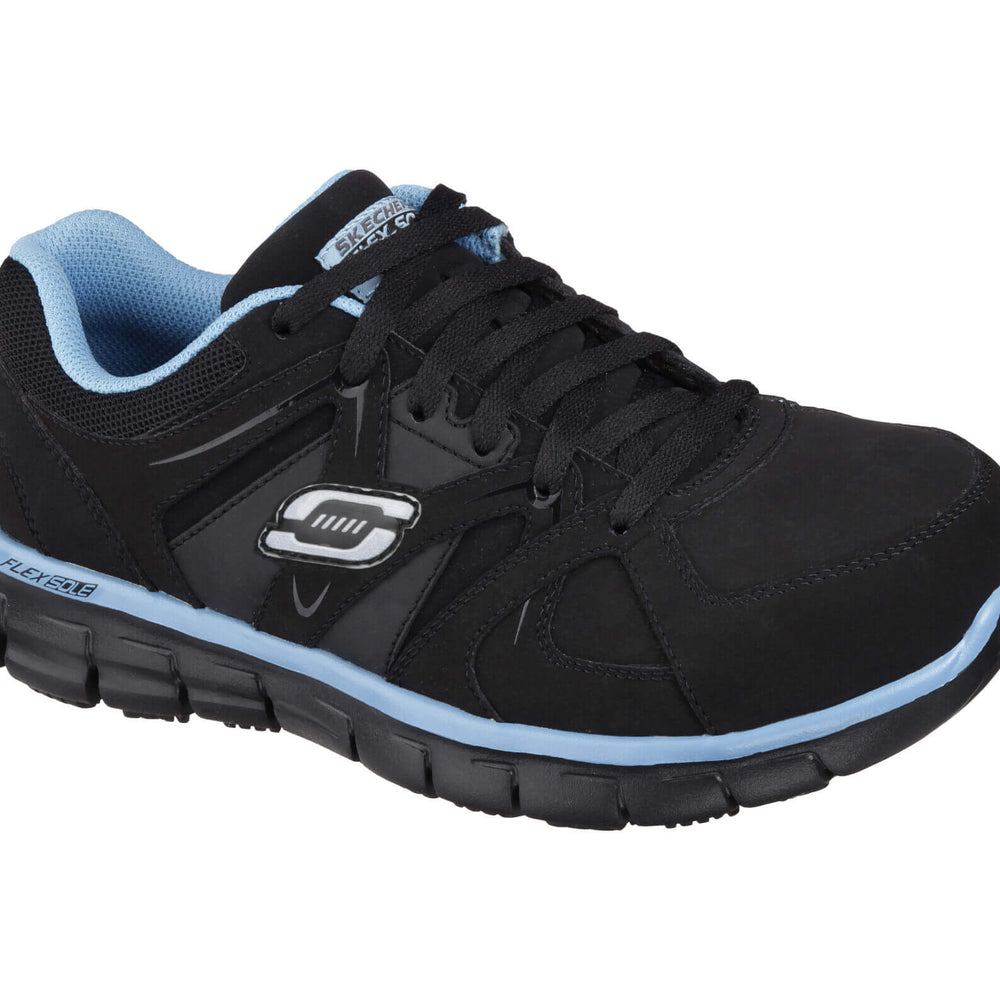 Skechers Work-Women's Sandlot Alloy Toe Synergy Work Shoe Black Blue-Steel Toes-2