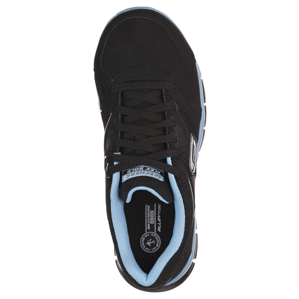 Skechers Work-Women's Sandlot Alloy Toe Synergy Work Shoe Black Blue-Steel Toes-4