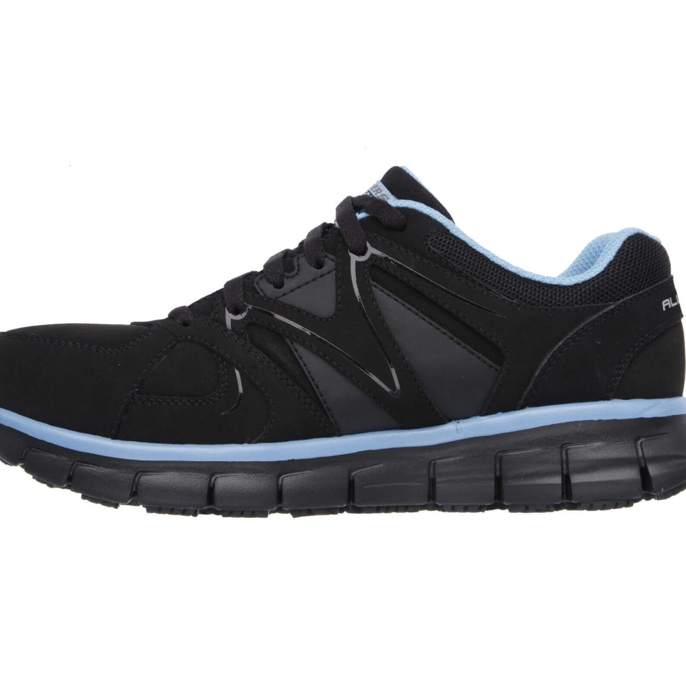 Skechers Work-Women's Sandlot Alloy Toe Synergy Work Shoe Black Blue-Steel Toes-5