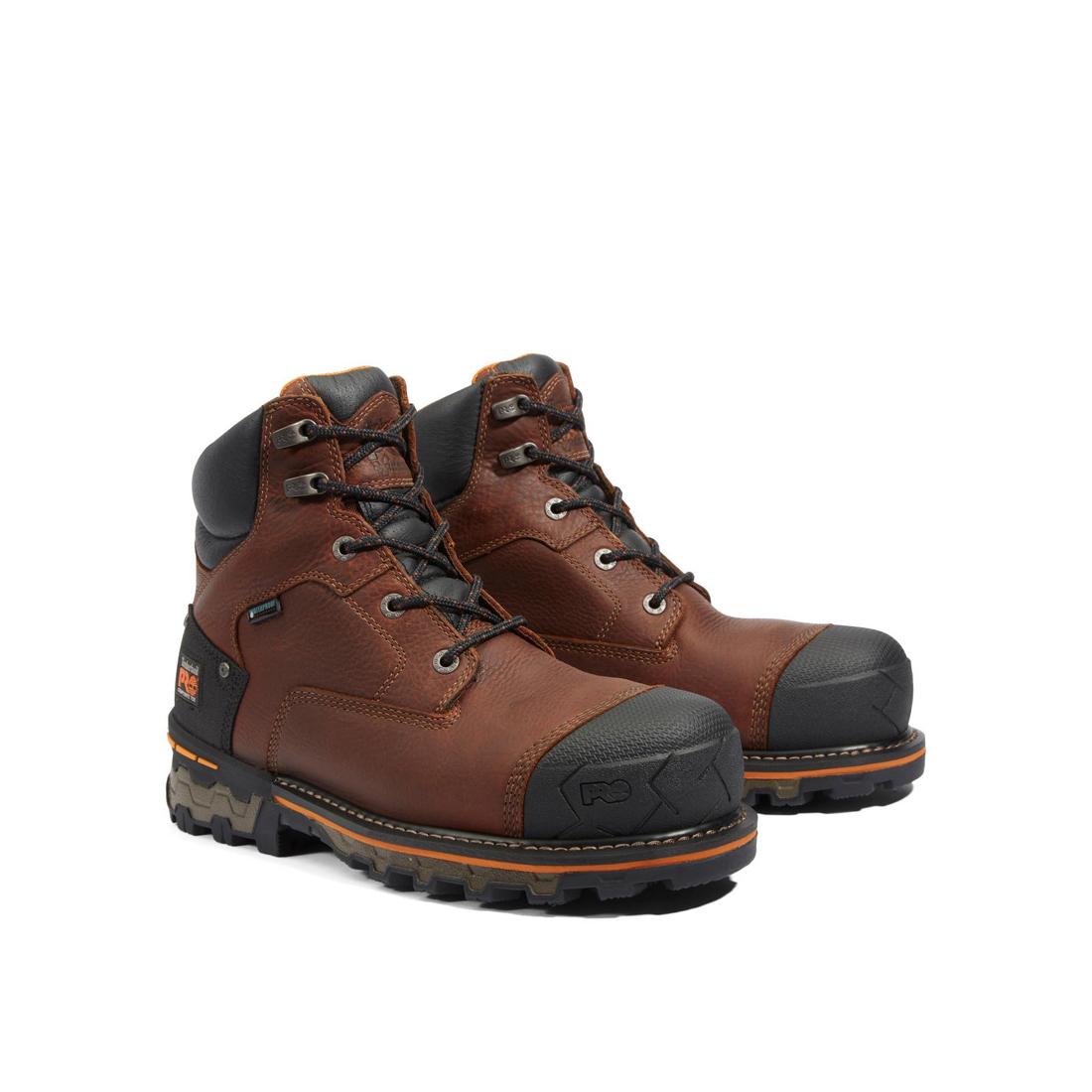Timberland Pro Boondock 6 Inch Composite-Toe Waterproof Ins 400G Work Boot Brown 92641 Both Front View