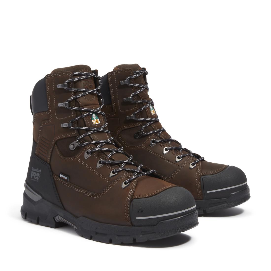 Timberland Pro Endurance EV Waterproof CSA Composite Toe INS Work Boots – Medium Brown Front-upper View
