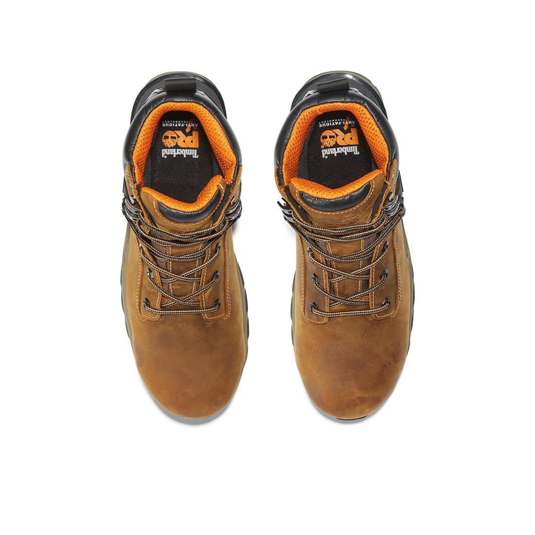Timberland Pro Hypercharge 6-Inch Waterproof Nano-Toe Work Boot Brown Front-upper View