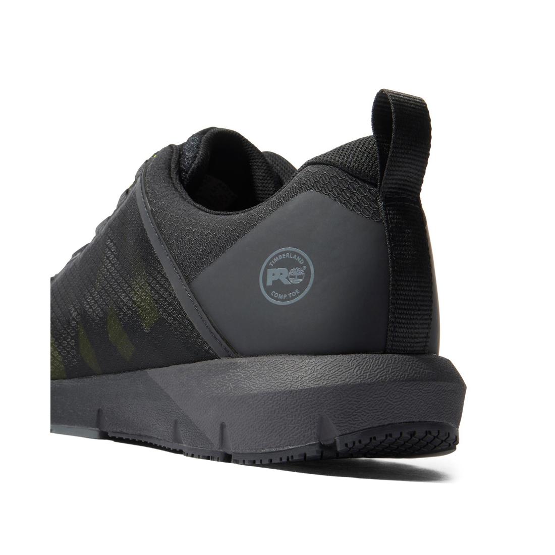 Timberland Pro Radius Composite-Toe Work Shoe Black/Yellow A27X5 Heel View