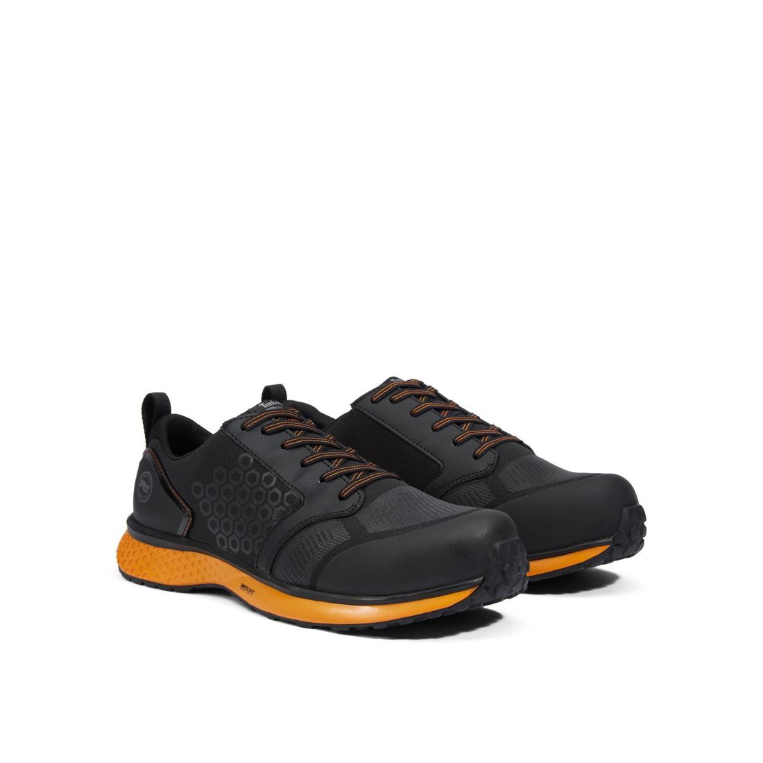 Timberland Pro Reaxion Composite-Toe Work Shoe Black\Orange A2123 Both Front View