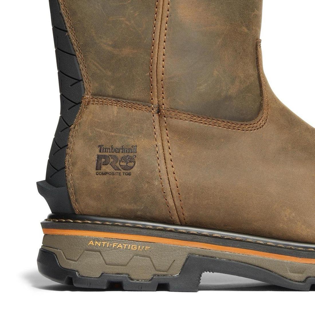 Timberland Pro True Grit Composite- Toe Waterproof Pull-On Work Boot Brown A437Y Heel View