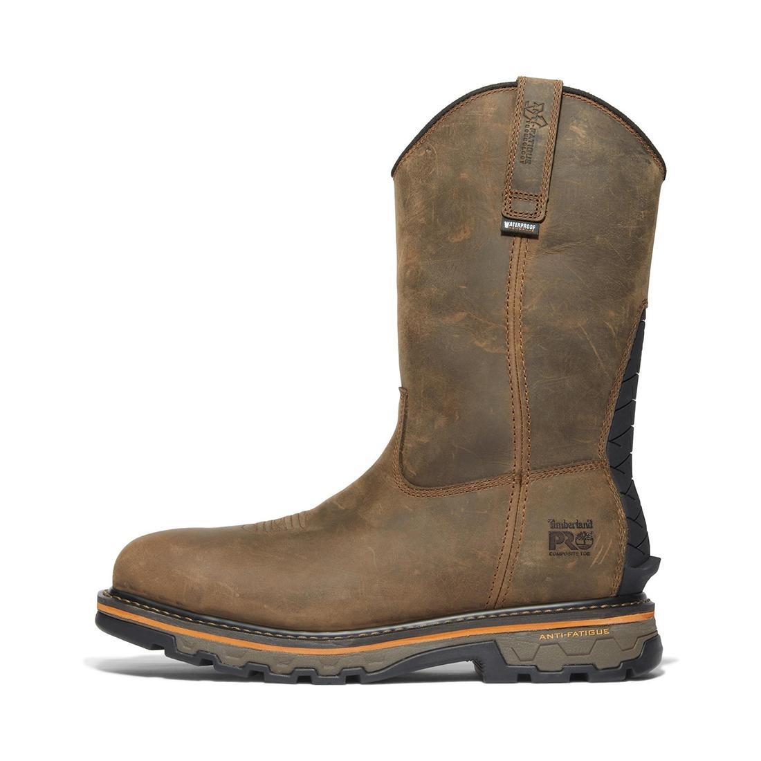 Timberland Pro True Grit Composite- Toe Waterproof Pull-On Work Boot Brown A437Y Lateral View